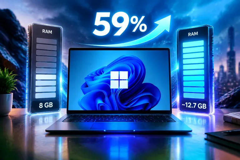 Windows 11 libera casi un 59% más de RAM en una prueba con un portátil de 8 GB
